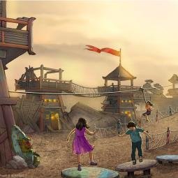 Impression of a playground in a theme park. China. JoraVision