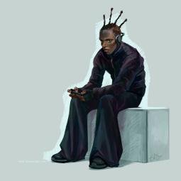 Staring back. Inspired by a real person seen in the city. Digital. 