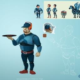 Set of characters for a school of animation. DJ, character with no expression. U-tad. Spain.
