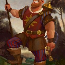 Character design as old style portrait for queue line in a dark ride. Poland. JoraVision. 