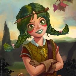 Character design as old style portrait for queue line in a dark ride. Poland. JoraVision.