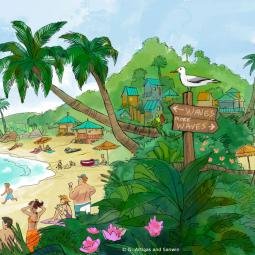 Artwork for Sanwin swimming shorts. Digital