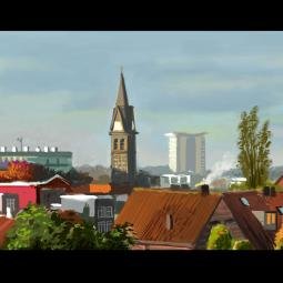 A room with a view, Haarlem. Quick digital sketch from life. 