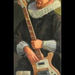 Van Rickenbacker. Modern portrait in old style. Oil on canvas. 