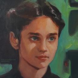 Jen. Oil on canvas board from photo ref. Jennifer Connelly