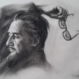 Gary. Charcoal on paper from photo ref. Roman Gary