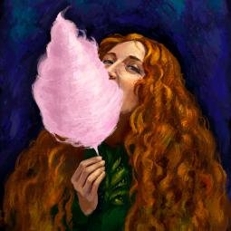 Candy floss. A portrait of a friend inspired by JE Millais. 
