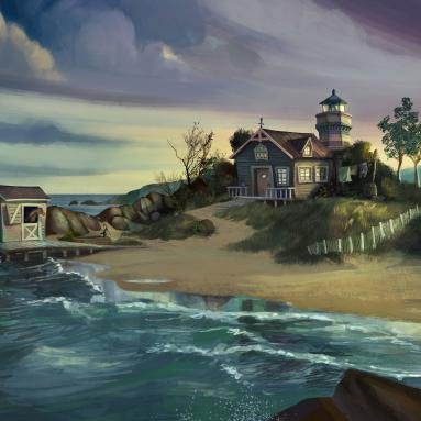 Artwork for film. General view, exterior. Color key and production design. 